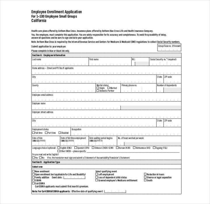 10 Employee Application Forms Templates PDF DOC Free Premium 