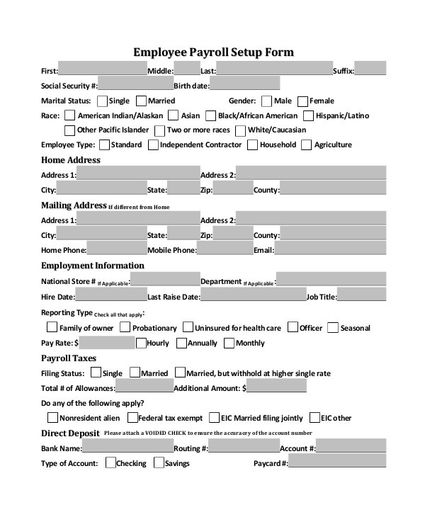 10 Employee Payroll Form Templates PDF Free Premium Templates