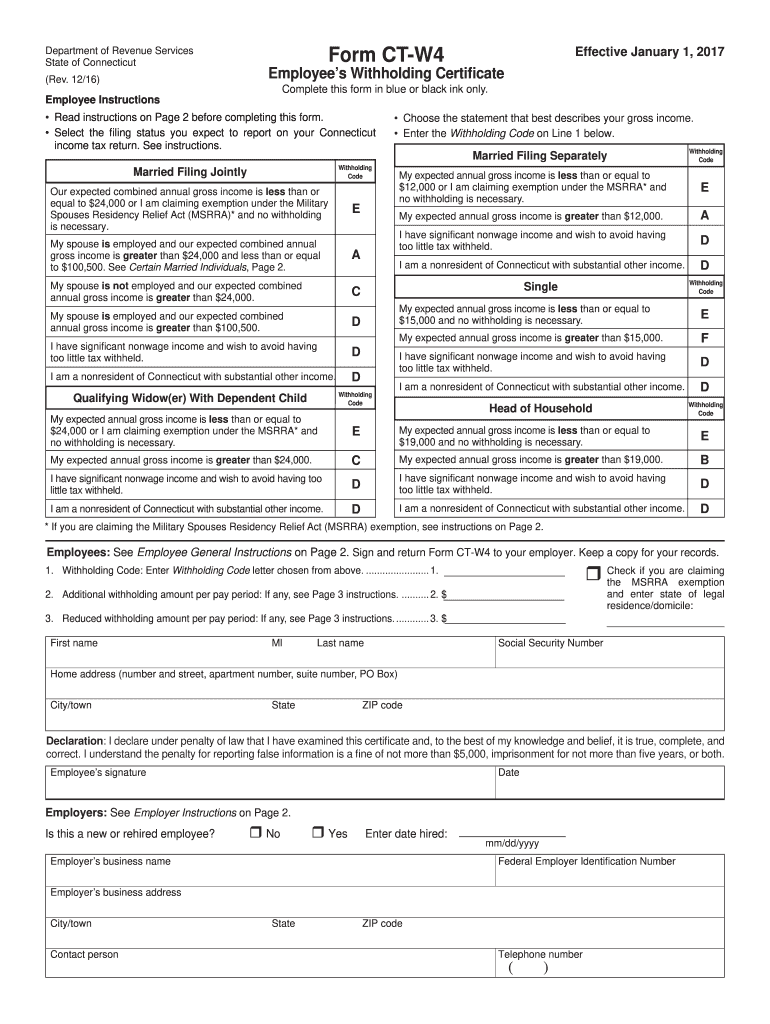 2016 Form CT DRS CT W4 Fill Online Printable Fillable Blank PdfFiller