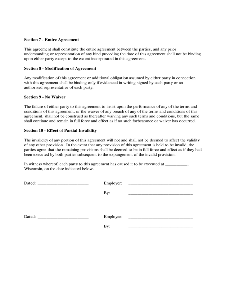 Employee Contract Form Wisconsin Free Download