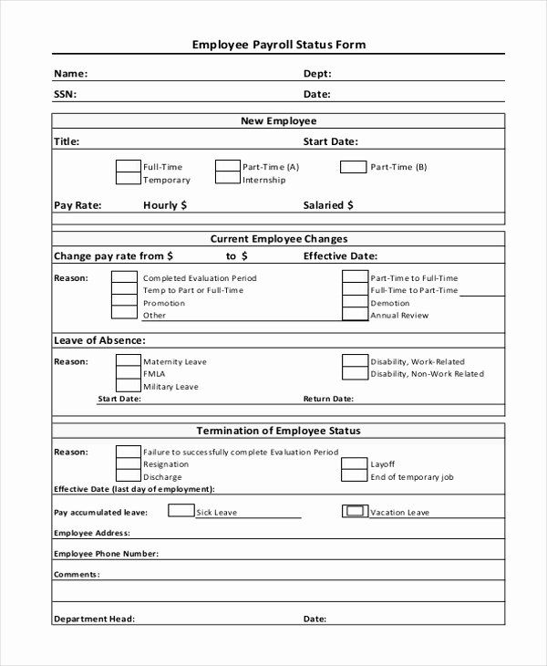Employee Status Change Form Template Unique Free 10 Sample Employee 