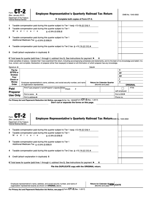 Fillable Form Ct 2 Employee Representative S Quarterly Railroad Tax 