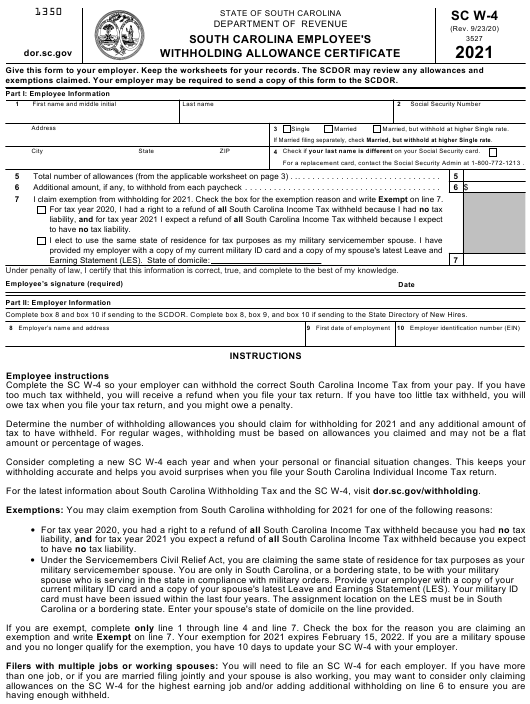 South Carolina Employee Withholding Form 2022