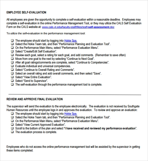 FREE 14 Sample Employee Self Evaluation Forms In PDF MS Word Pages