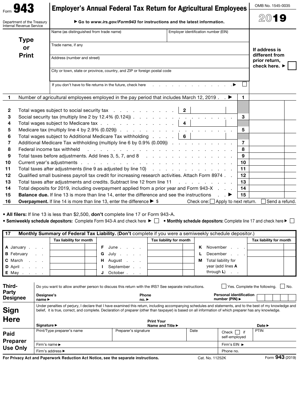 IRS Form 943 Download Fillable PDF Or Fill Online Employer S Annual IRS Form 943 Download Fillable PDF Or Fill Online Employer s Annual