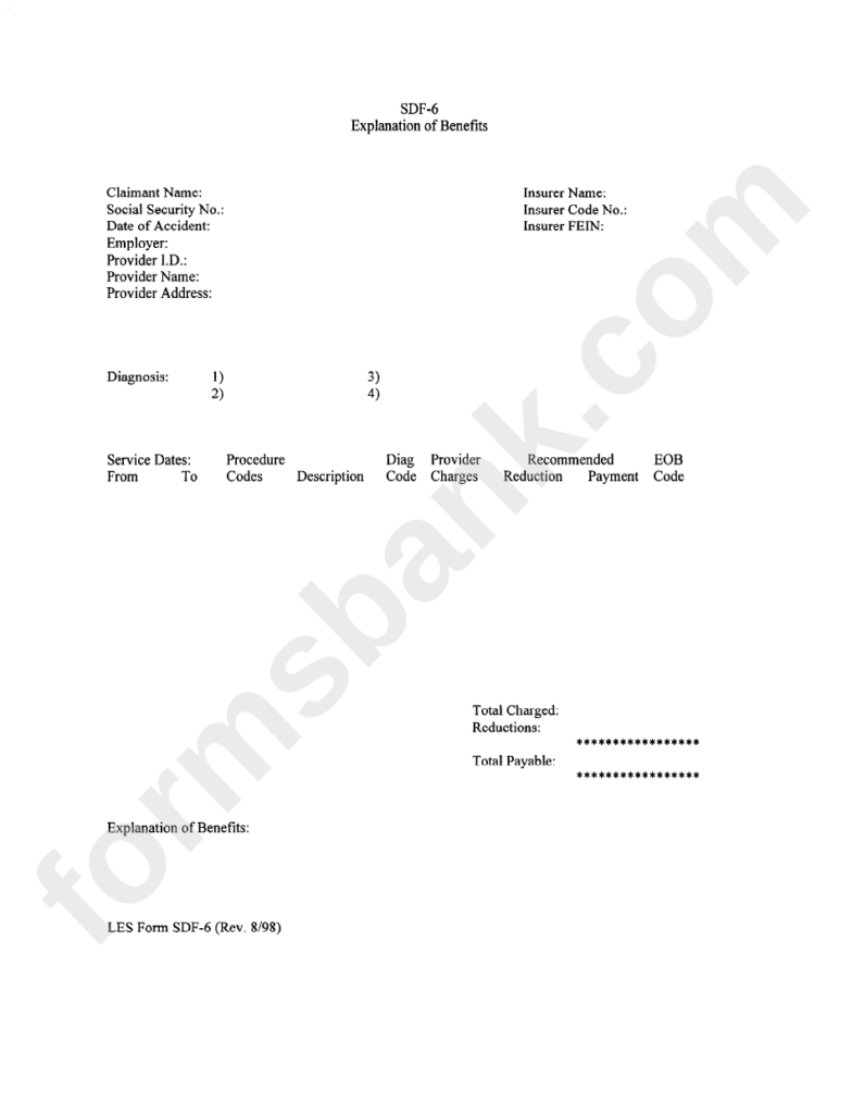 Les Form Sdf 6 Explanation Of Benefits Florida Department Of 