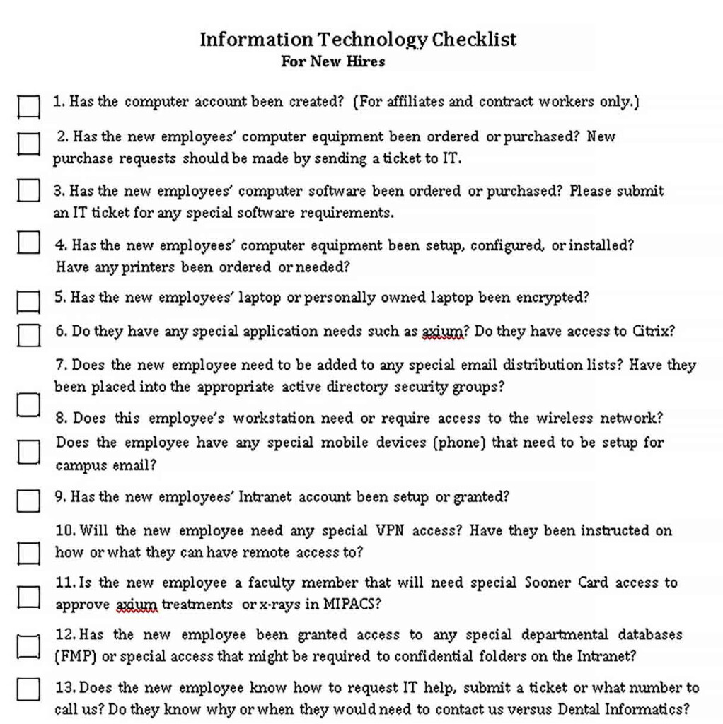 New Employee Checklist Template Bcjournal