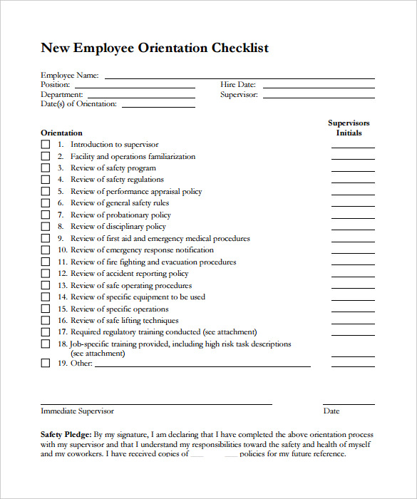 New Employee Onboarding Checklist Template Business