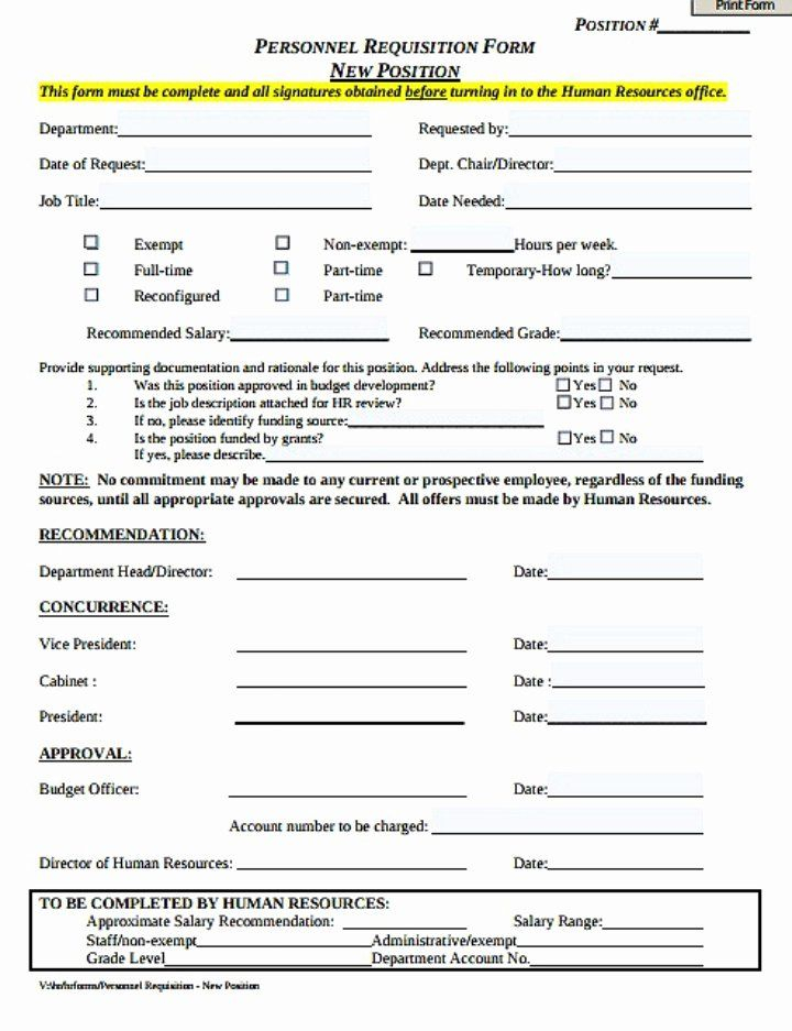 Position Requisition Form Template Elegant 8 Personnel Requisition Form 