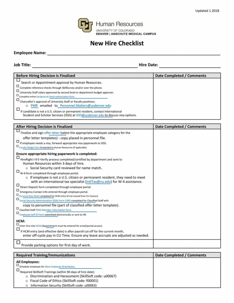 Printable 50 Useful New Hire Checklist Templates Forms Templatelab 