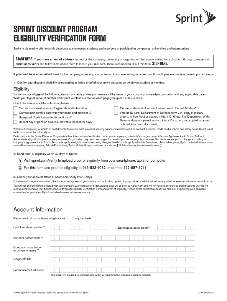 Sprint Com Verify Fill Online Printable Fillable Blank PdfFiller