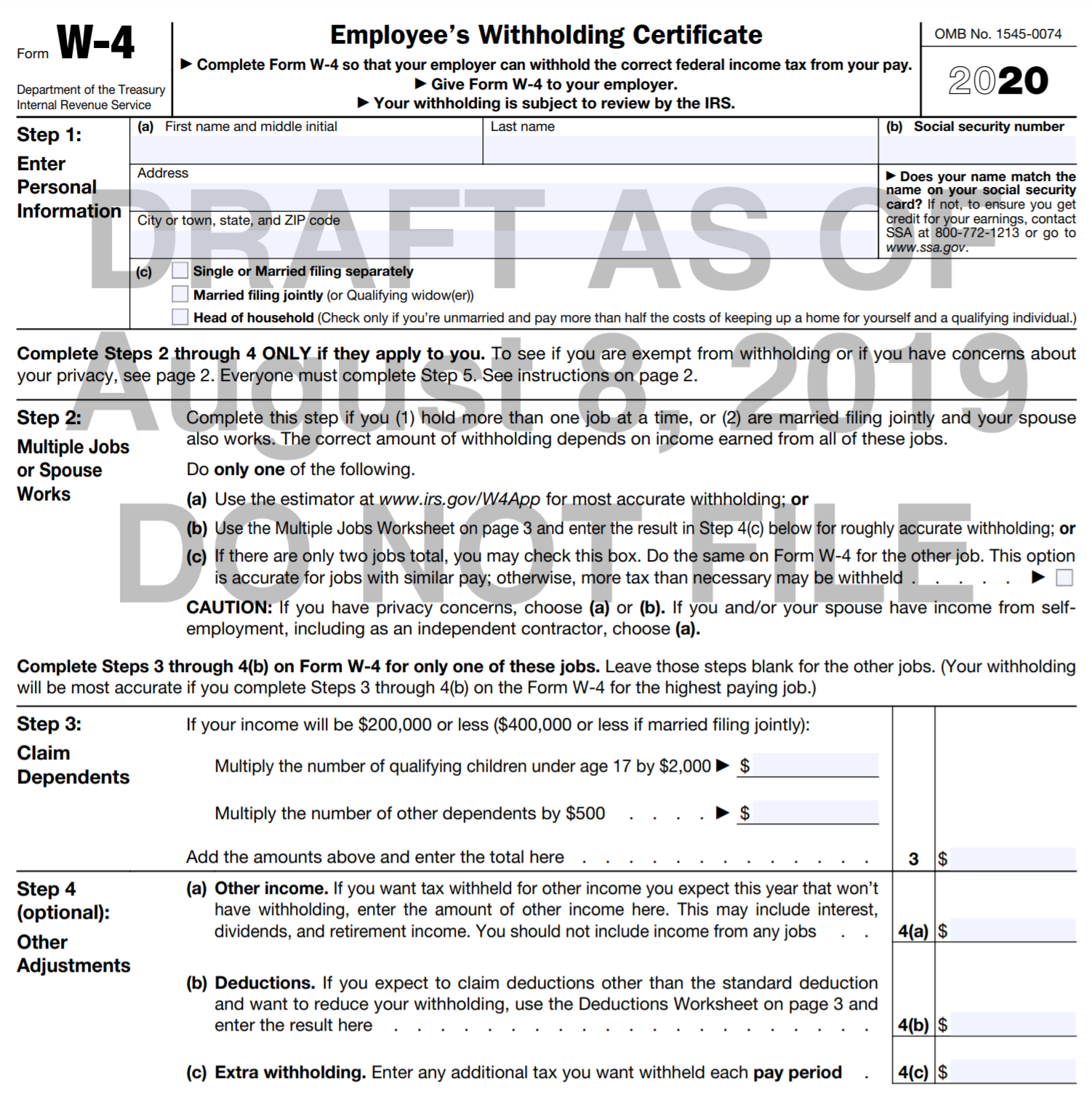 Are You Ready Big Changes To The 2020 Federal W 4 Withholding Form Are You Ready Big Changes To The 2020 Federal W 4 Withholding Form