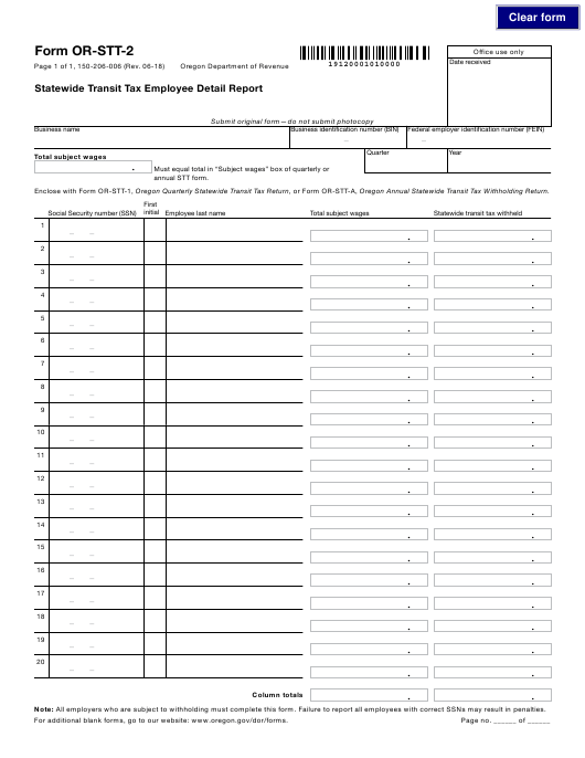 Form 150 206 006 OR STT 2 Download Fillable PDF Or Fill Online 