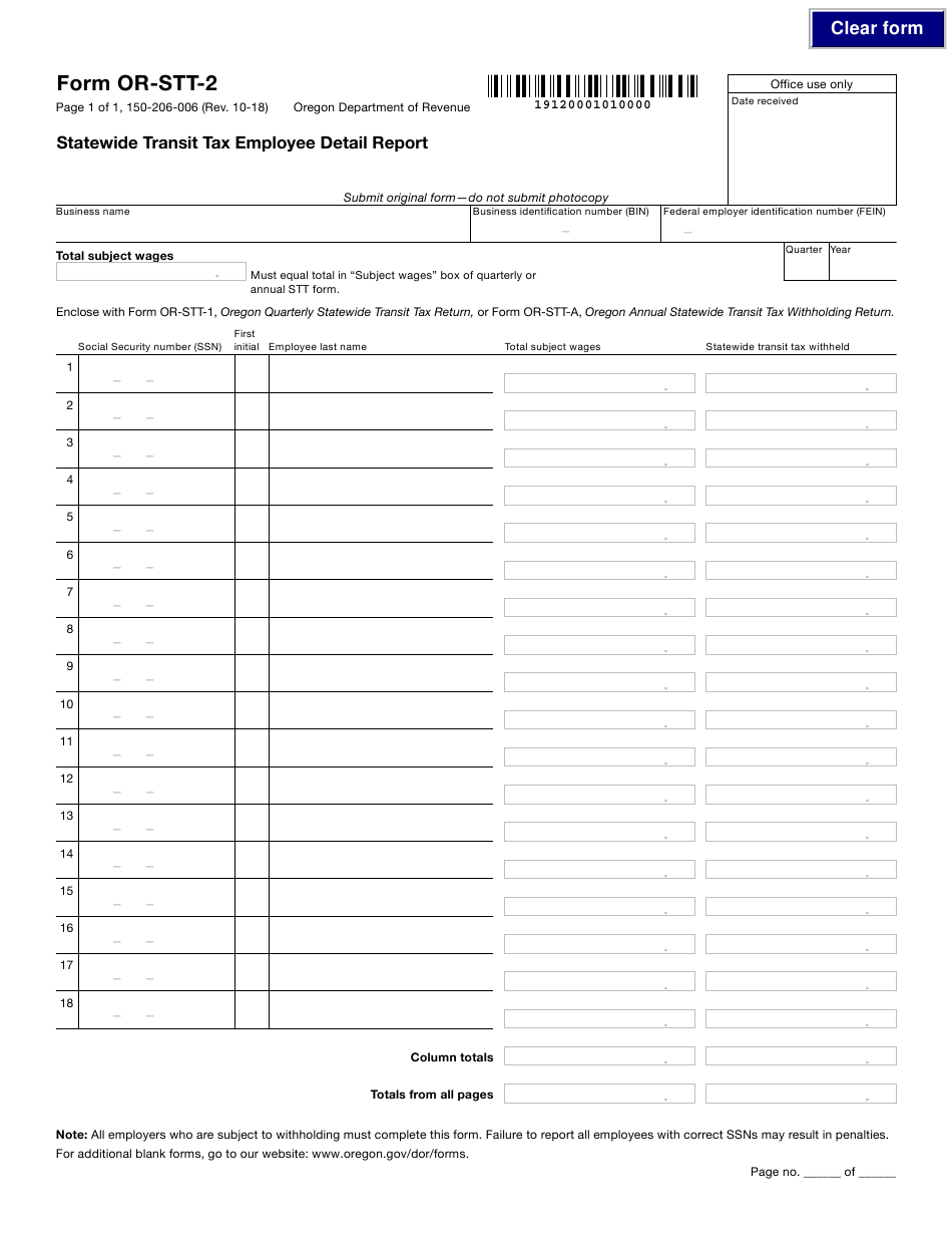 Form 150 206 006 OR STT 2 Download Fillable PDF Or Fill Online