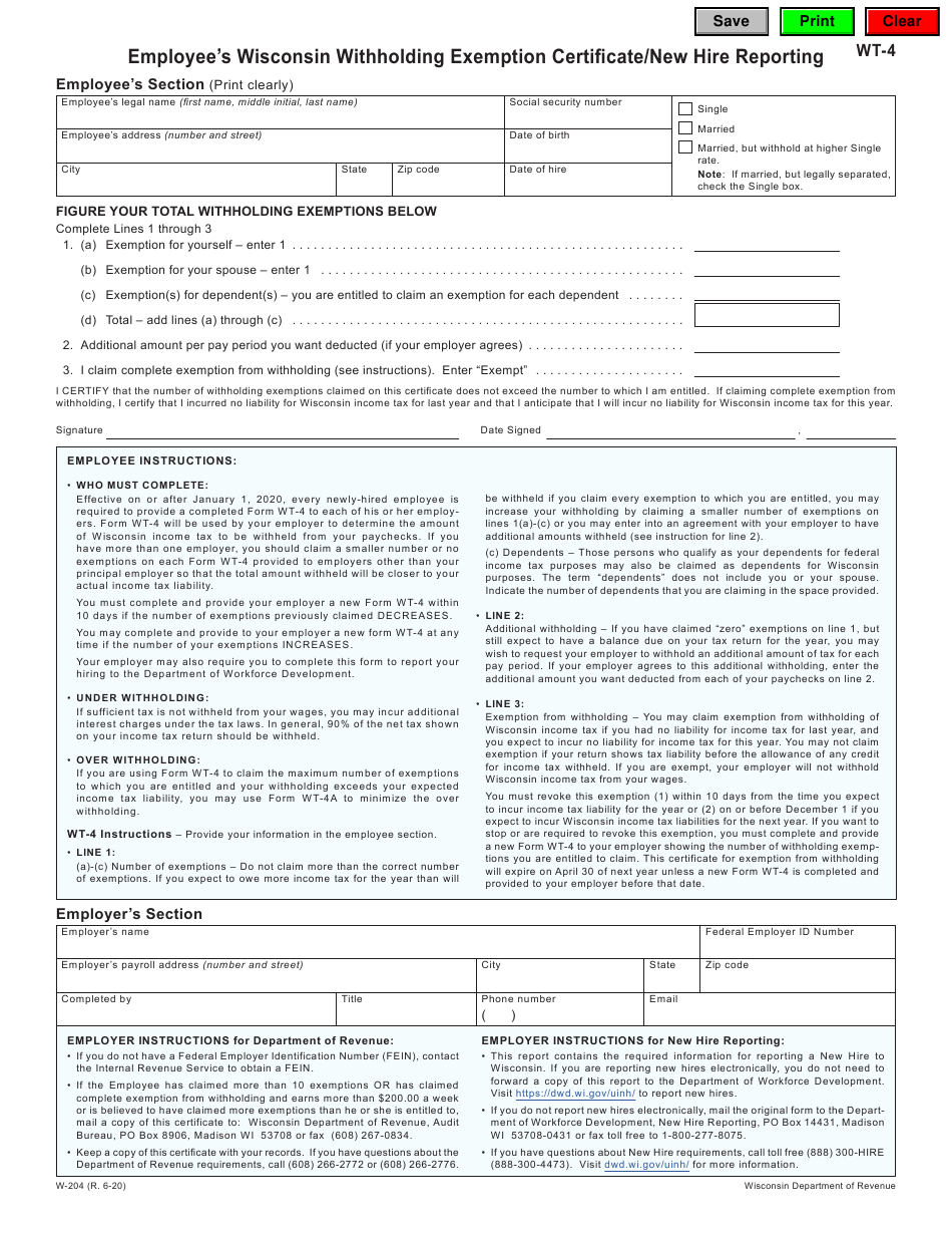 Form WT 4 Download Fillable PDF Or Fill Online Employee S Wisconsin Form WT 4 Download Fillable PDF Or Fill Online Employee s Wisconsin