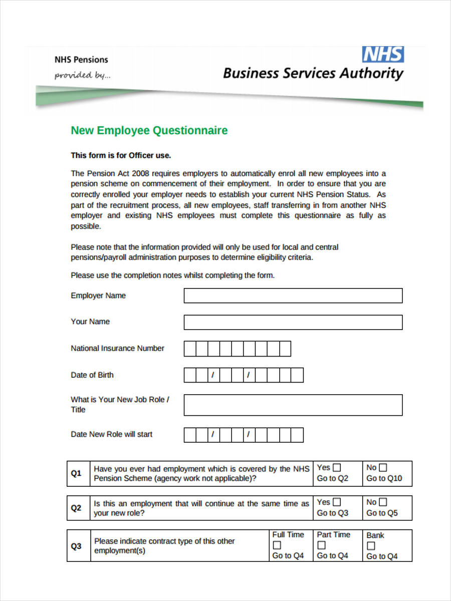 FREE 43 Questionnaire Forms In PDF Ms Word Excel