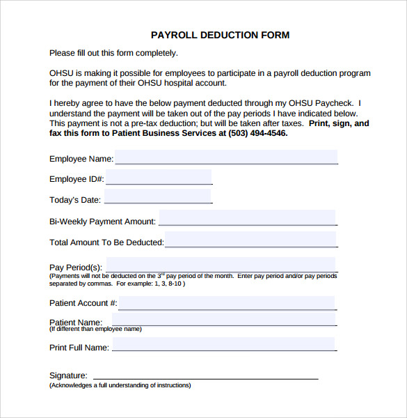 FREE 9 Sample Payroll Deduction Forms In PDF MS Word FREE 9 Sample Payroll Deduction Forms In PDF MS Word