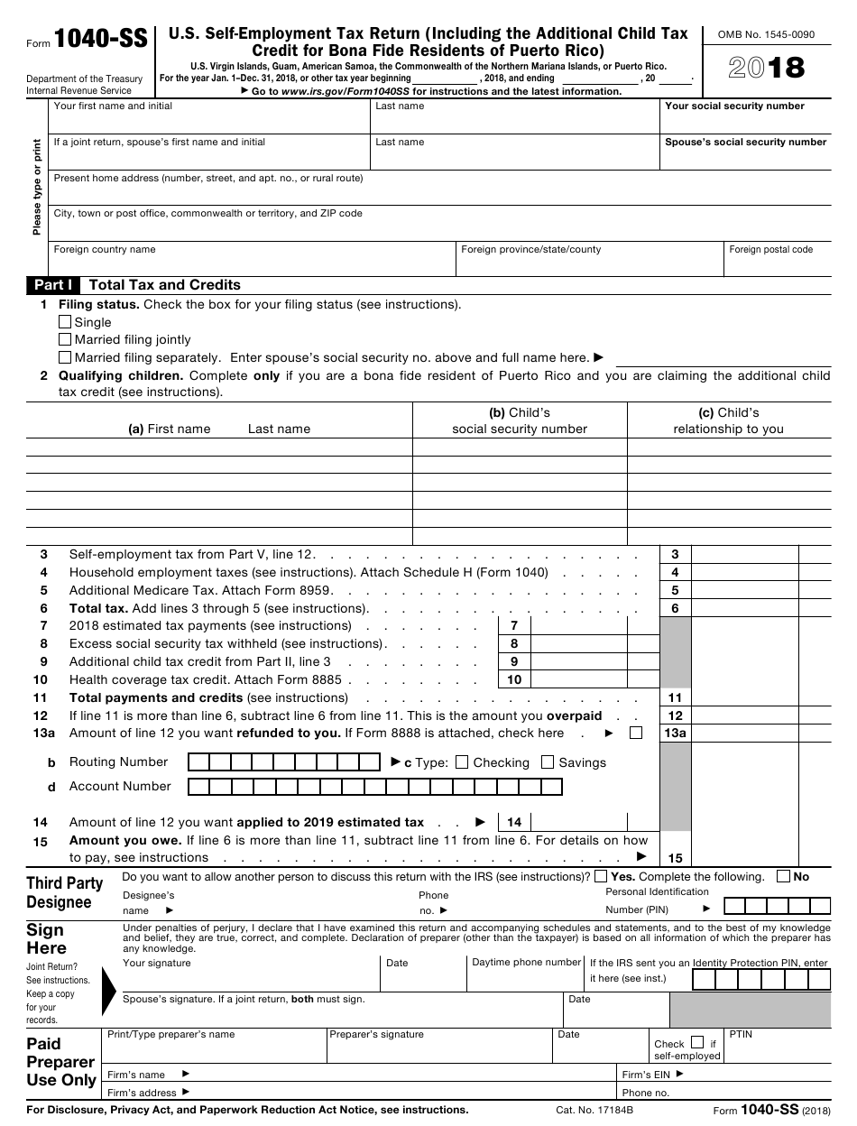IRS Form 1040 SS Download Fillable PDF Or Fill Online U S Self IRS Form 1040 SS Download Fillable PDF Or Fill Online U S Self