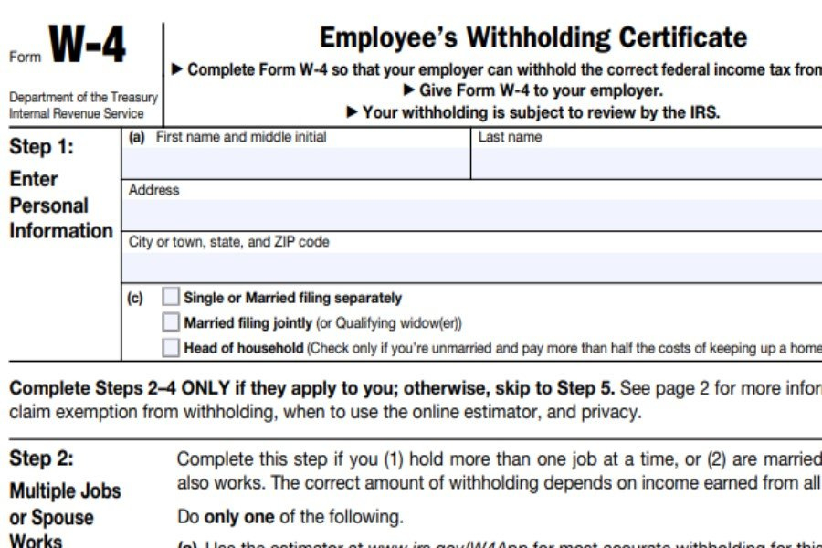 W 4 Withholding Allowance Certificate 2021 W4 Form 2021