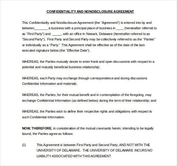 34 Word Confidentiality Agreement Templates Free Download Free 