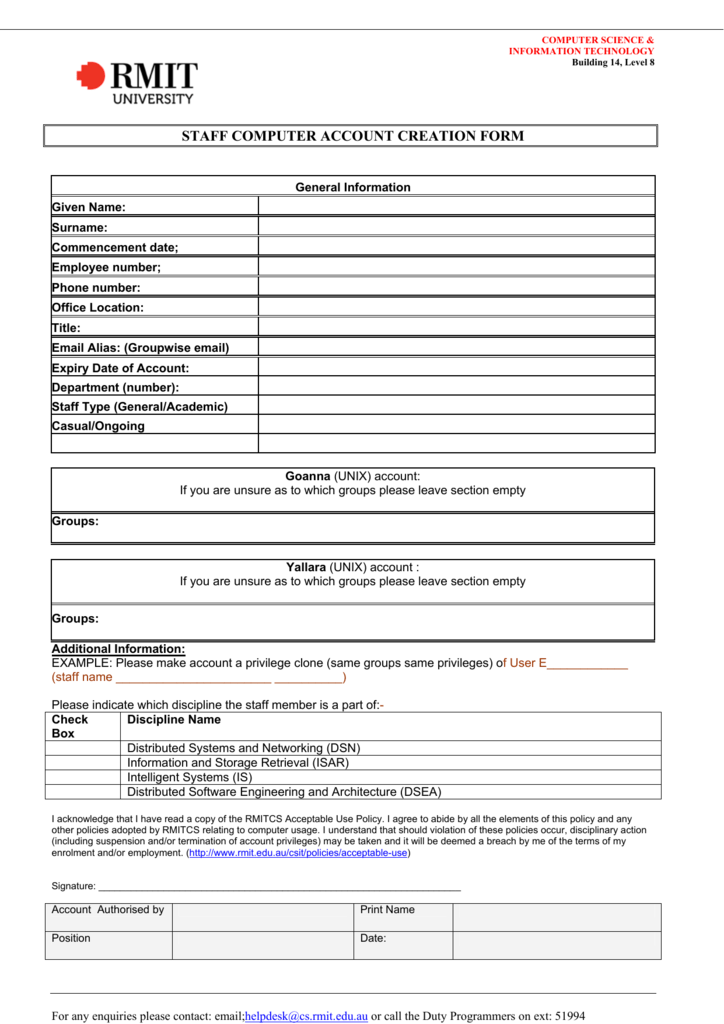 Computer Account Request Form