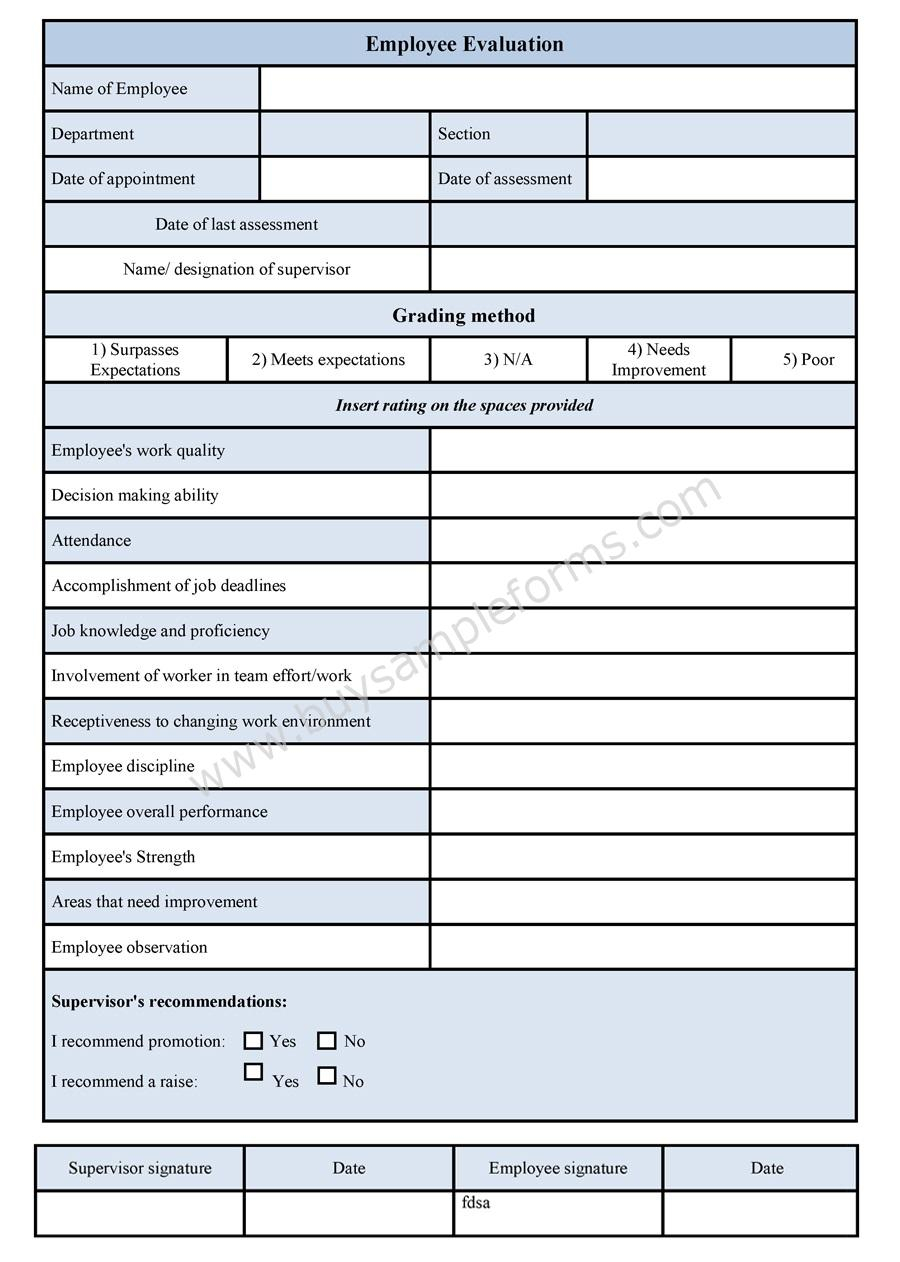 Employee Evaluation Template Employee Evaluation Form Employee Evaluation Template Employee Evaluation Form