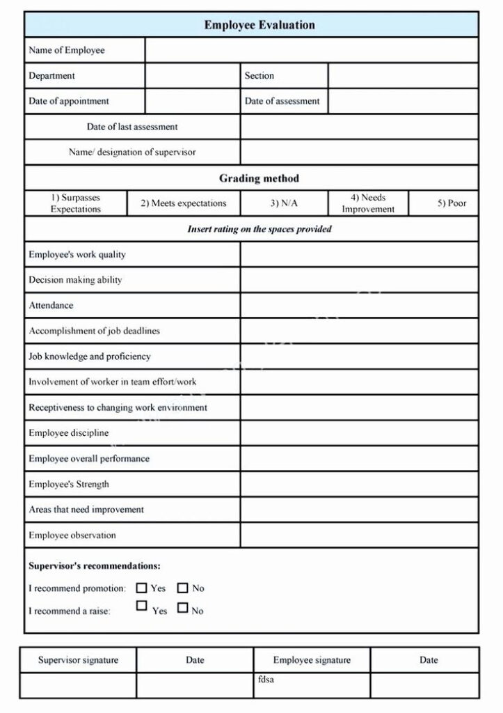 Employee Performance Evaluation Template Fresh 9 Staff Evaluation Form 