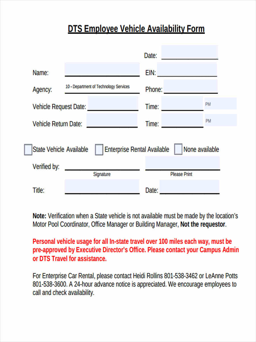 FREE 7 Employee Availability Forms In PDF MS Word FREE 7 Employee Availability Forms In PDF MS Word