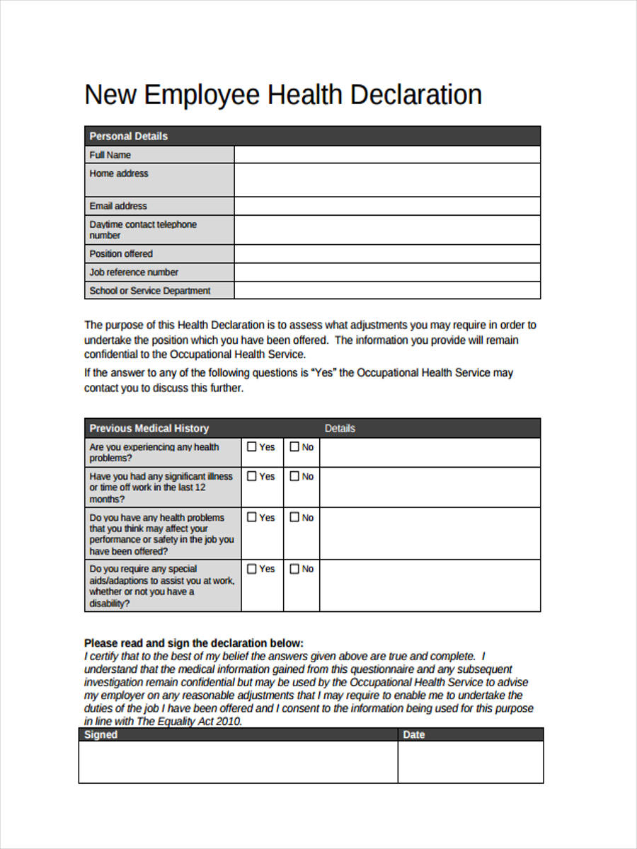 FREE 9 Employee Health Forms In PDF Ms Word FREE 9 Employee Health Forms In PDF Ms Word
