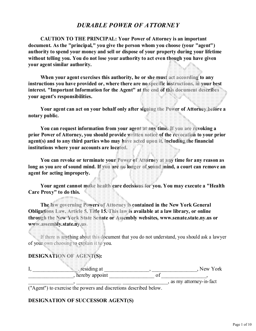 Free New York Power Of Attorney Template Rocket Lawyer