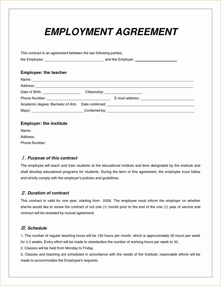New 8 Employee Contract Sample Contract Template Contract Agreement