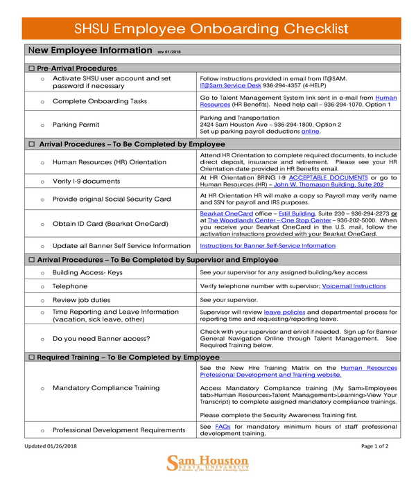 New Employee Onboarding Checklist Template PDF Template